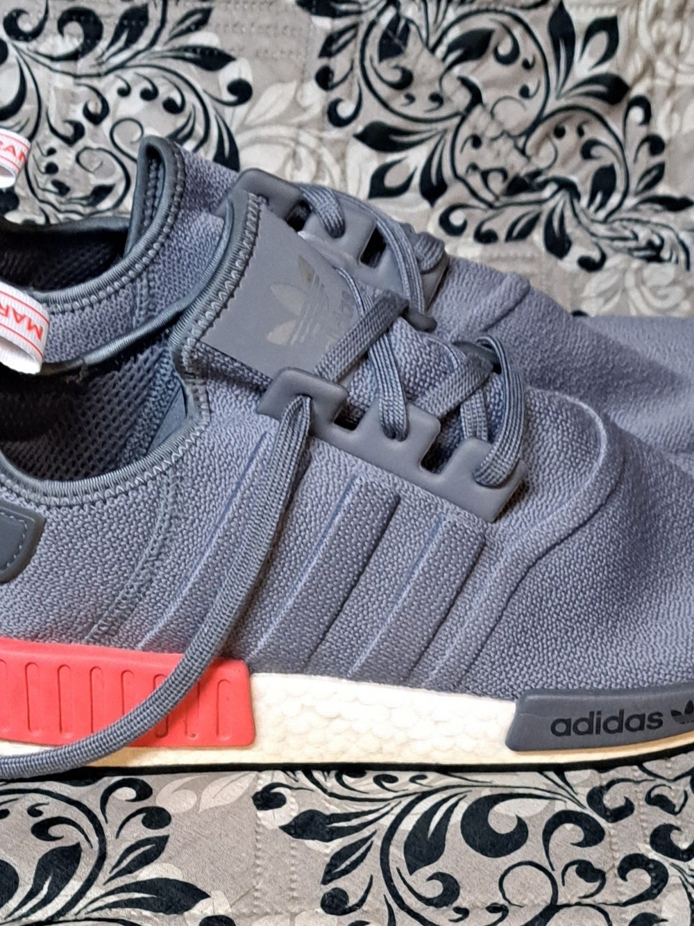 adidas Men’s Charcoal Athletic Sneakers with Red Accent